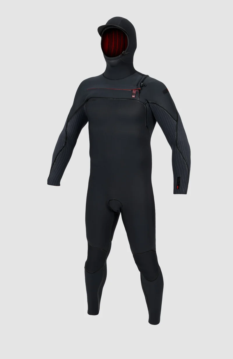 Hyperfreak Fire 5/4+ Chest Zip Wetsuit with Hood | BLACK/BLACK