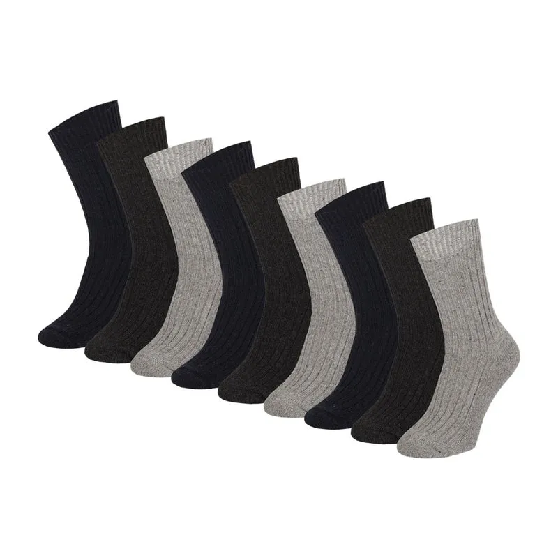 Noorse Wollen Werksokken - Badstof Zool - 9-Pack