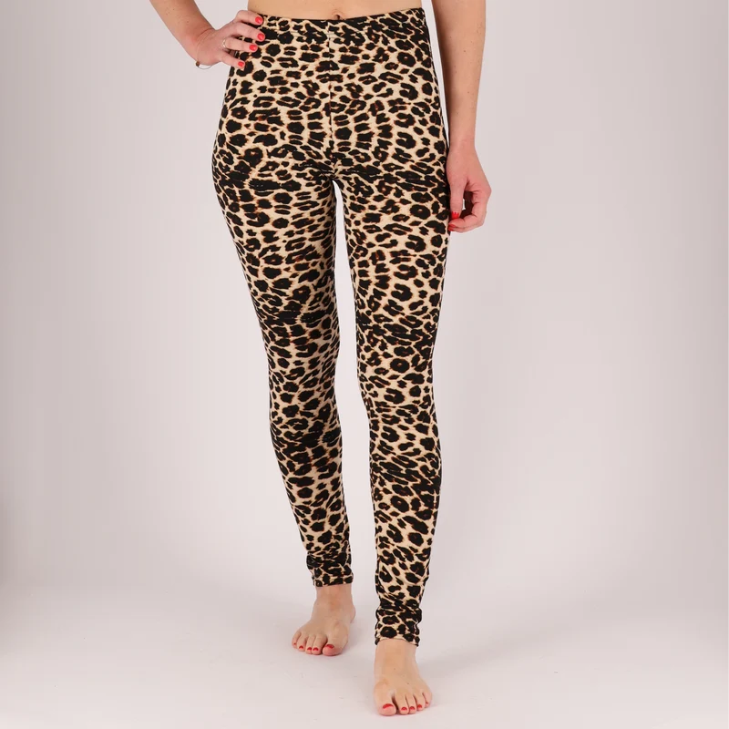 Leopard legging dames - Velvet - Multi Grijs/Beige - Superzacht - 2-Pak