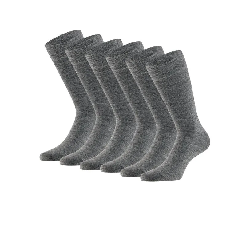 Merino Wollen Sokken - Unisex - Medium grijs - 6-Pak