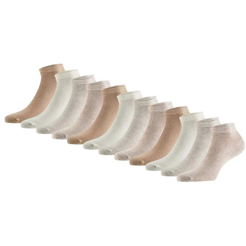 Sneakersokken van biologisch katoen - Beige - 12 Pak