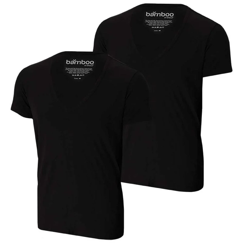Bamboe T-shirt Heren - Diepe V-Hals - Zwart