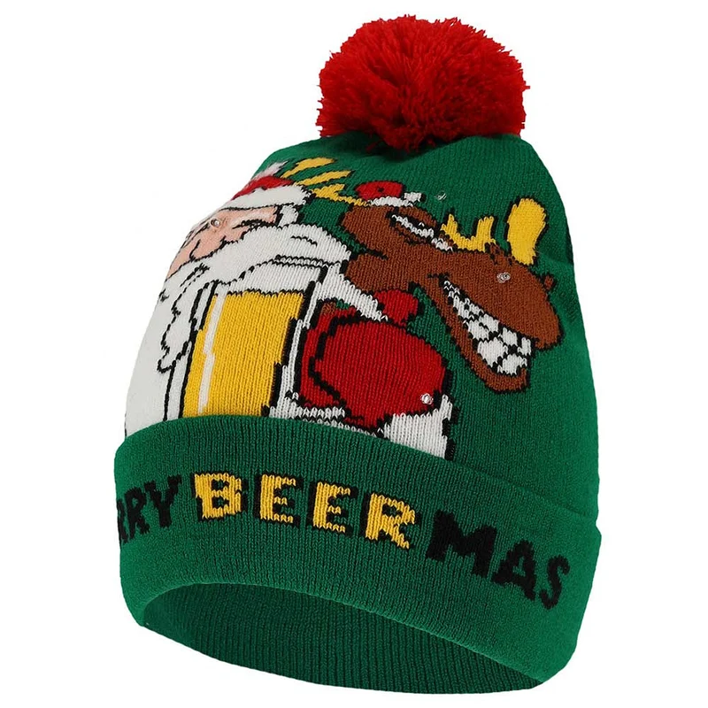 Kerstmuts met lampjes - Christmas rocks one size - met pompon