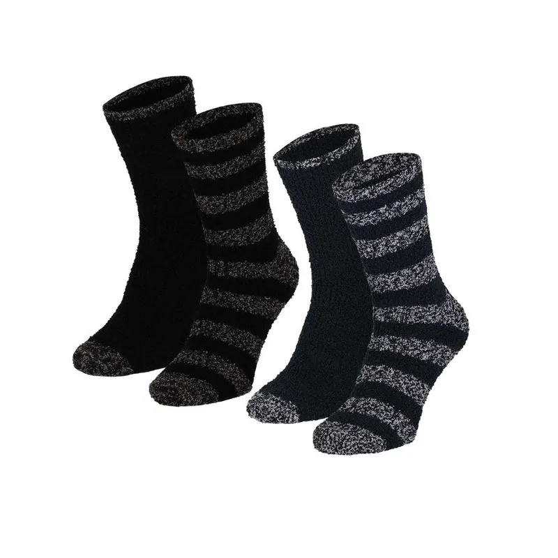 Bedsokken heren - 4-Pack - Stripes - Zwart - One Size