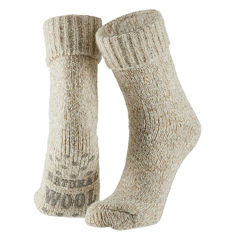 Huissokken dames - Wol - Beige - Antislip