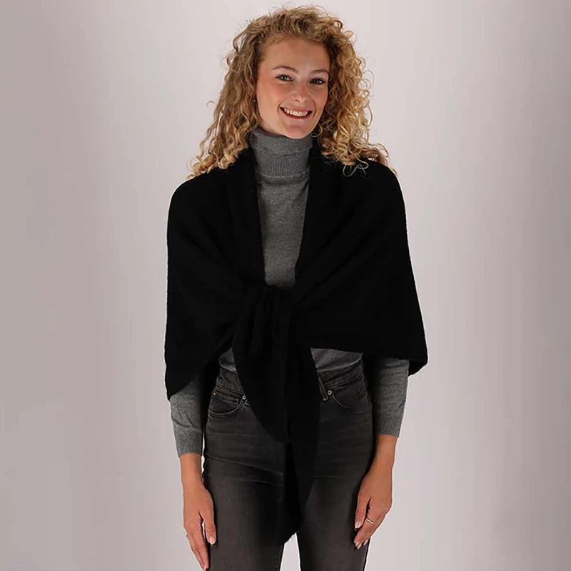 Gebreide omslagdoek - Dames - Zwart