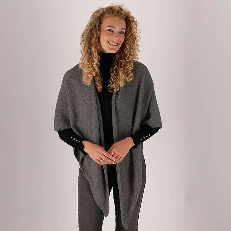 Gebreide omslagdoek - Dames - Antraciet