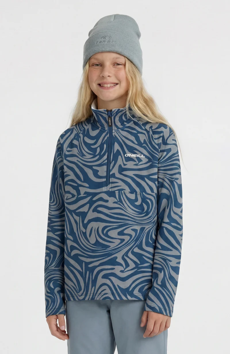 FWC'Cruz Printed fleecetrui met halve rits | Blue Swirl Zebra