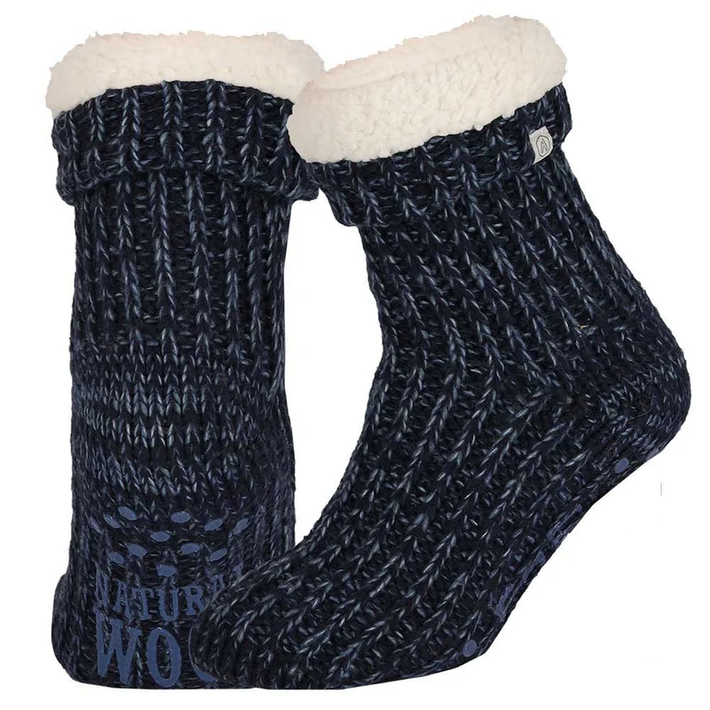 Wollen huissokken - Unisex - Antislip - Navy