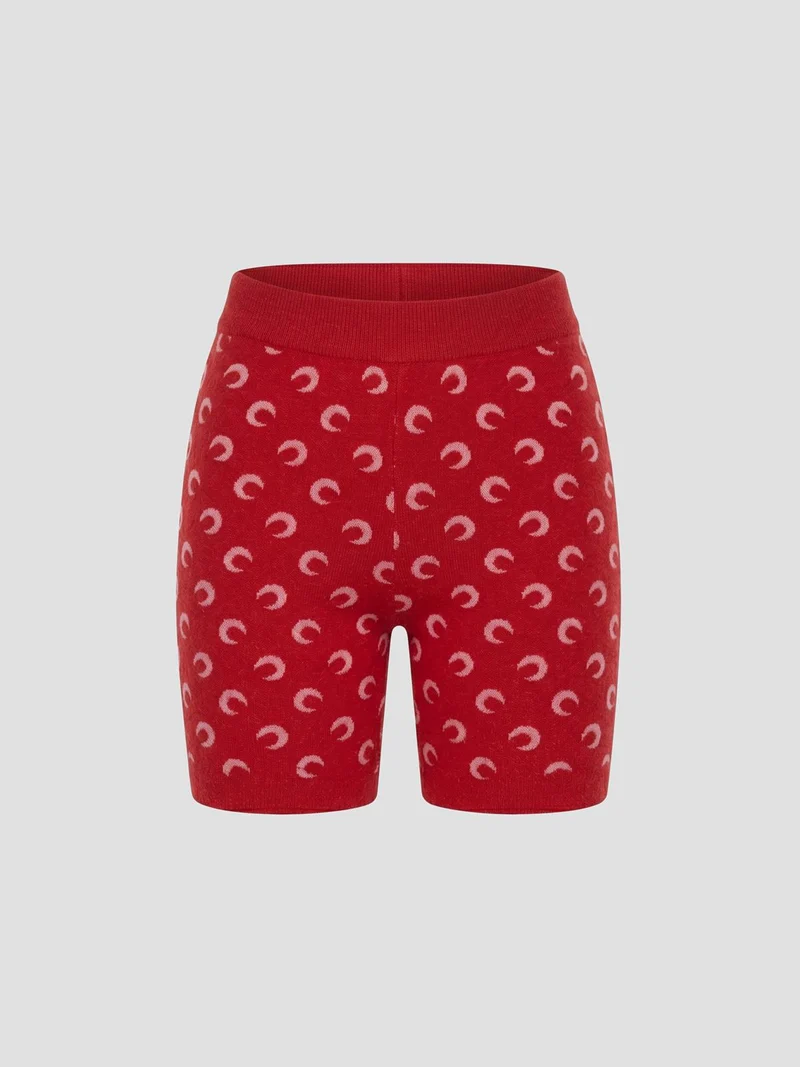 Moon printed jacquard bouclette mini shorts