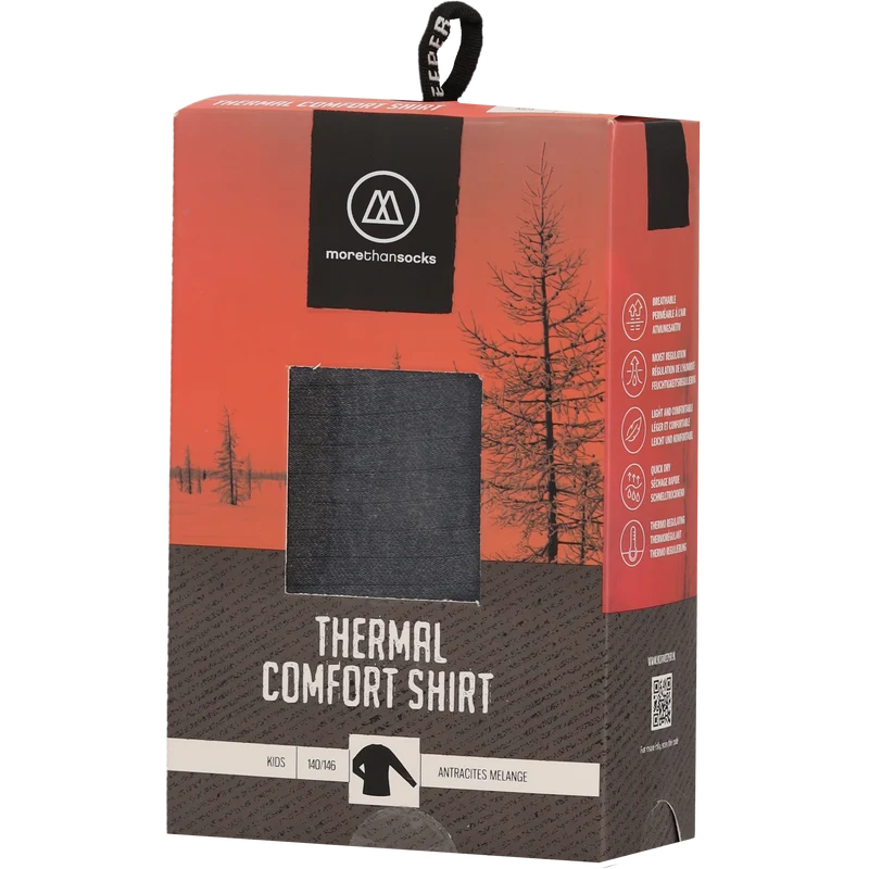 Morethansocks - Thermoshirt kinderen antraciet - 2-Stuks