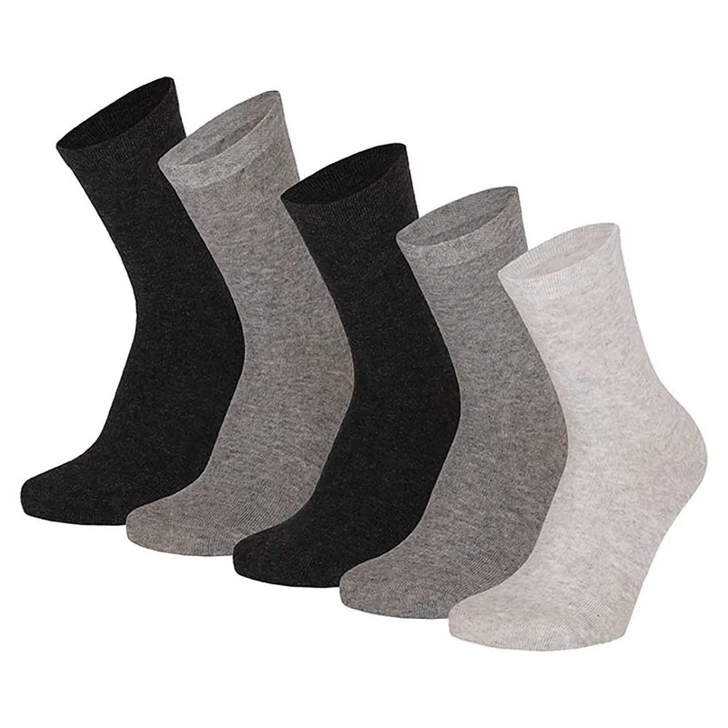 Katoenen kindersokken basic - Grijs - 5-Pak - Unisex