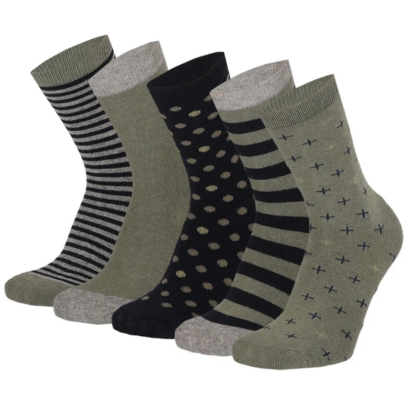 Kindersokken Casual Print Army Groen 5-Pak
