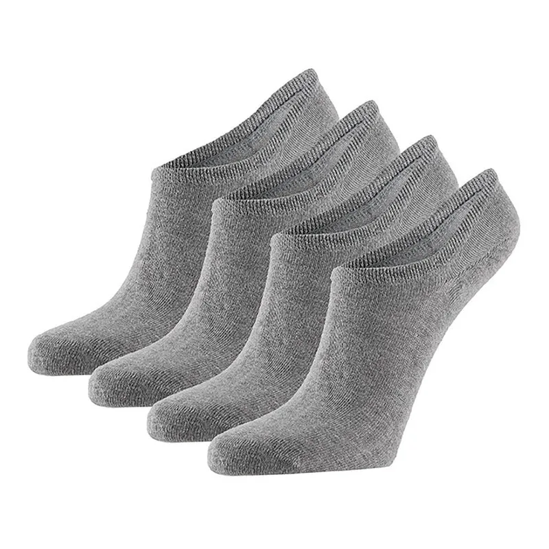 Footies (no show) biologisch katoen - Licht Grijs - 4 Paar
