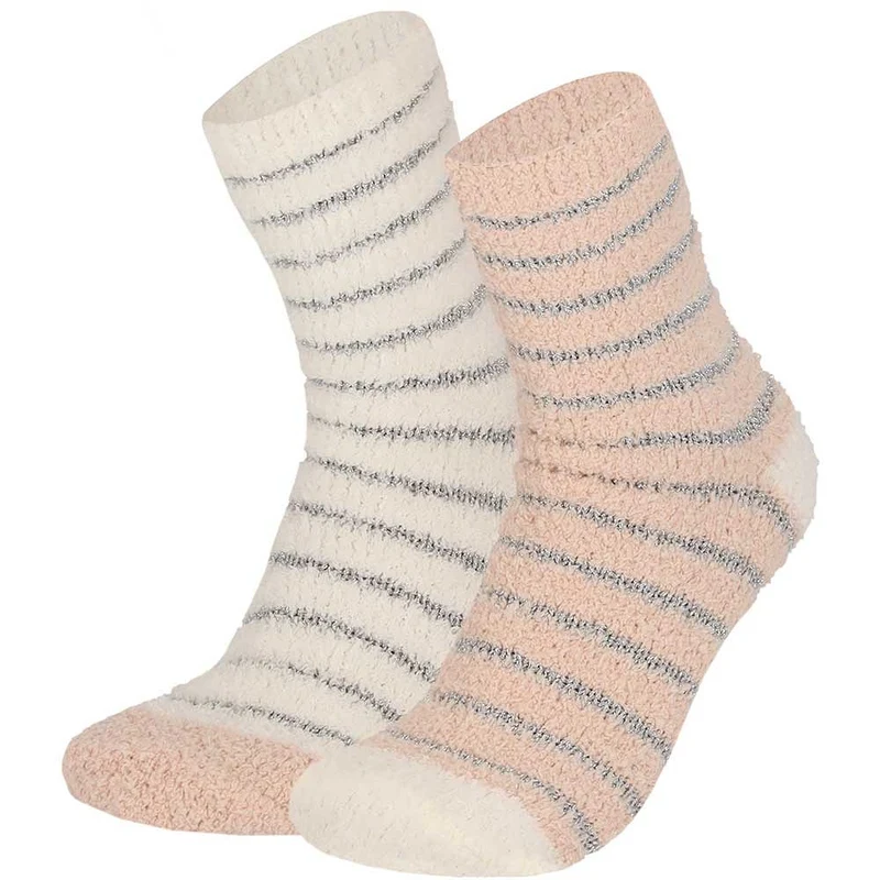 Zachte dames bedsokken - 2-Pak - Roze/Wit