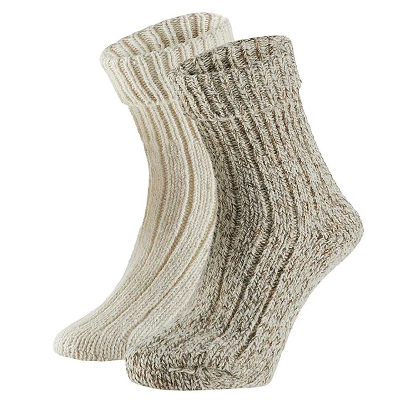 Warme wollen damessokken - 2-Paar - Beige/Zand