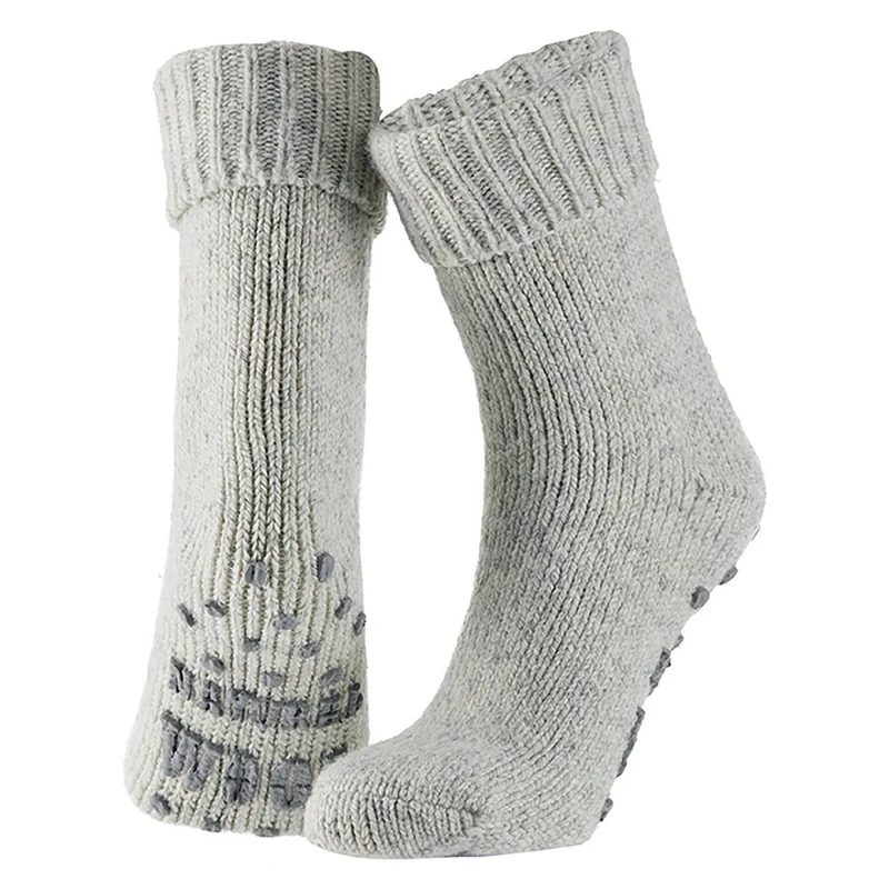 Wollen dames huissokken - Anti slip - Grijs
