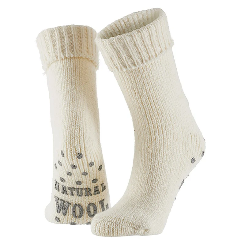 Huissokken dames - Wol - Licht Beige - Antislip