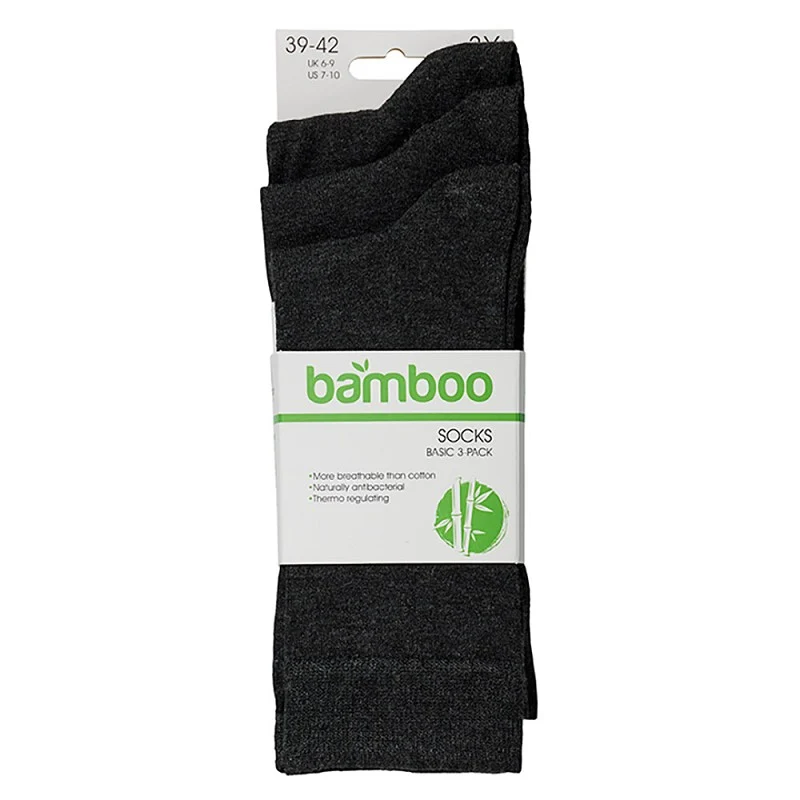 Bamboe sokken basic - Antraciet - 3-Pak - Maat 43/46