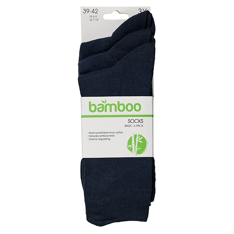 Bamboe sokken basic - Blauw - 3-Pak - Maat 35/38