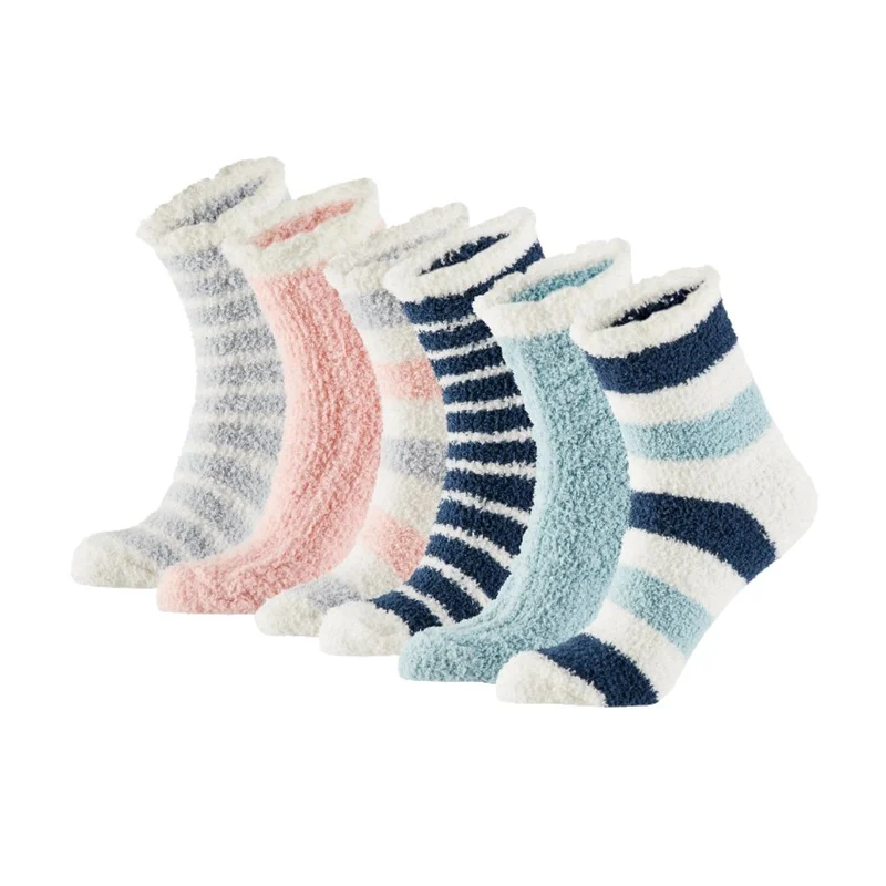 Bedsokken Dames – 6-Pack - Rose/Blauw - Voordeelpakket