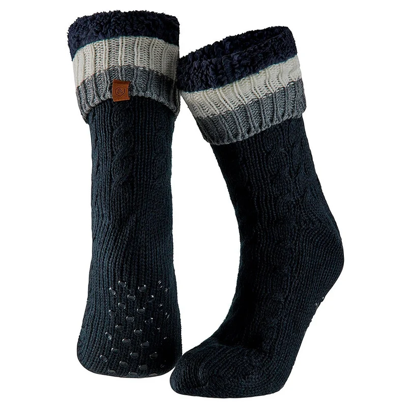 Huissok heren - Kabelstructuur - Anti slip - Blauw