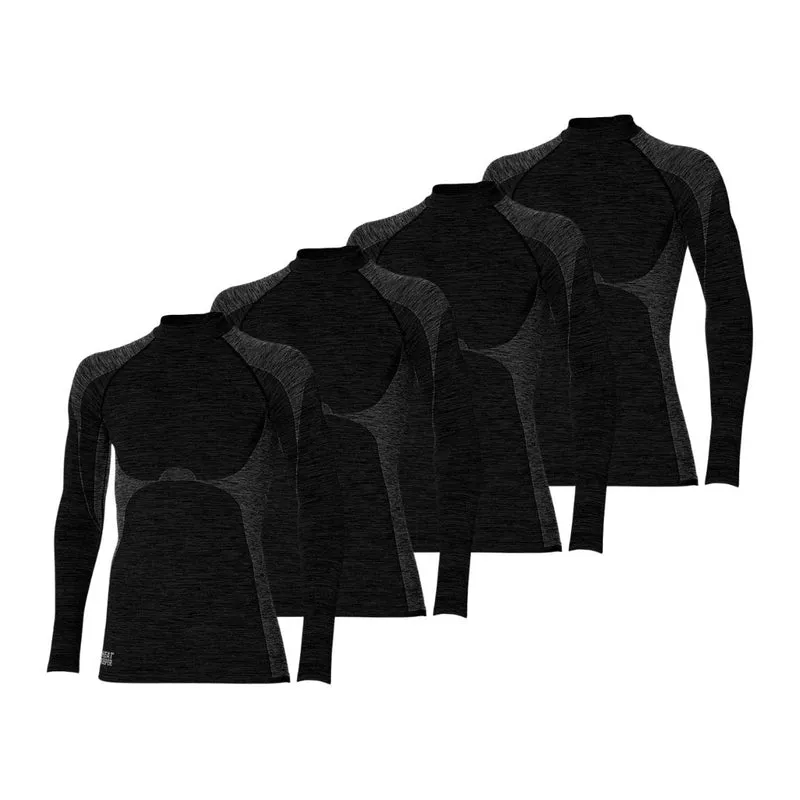 Thermoshirt heren - Zwart melange - 4-Stuks