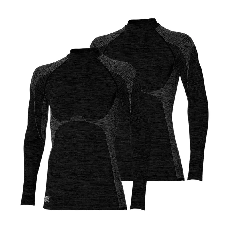 Thermoshirt heren - Zwart melange - 2-Stuks - Premium