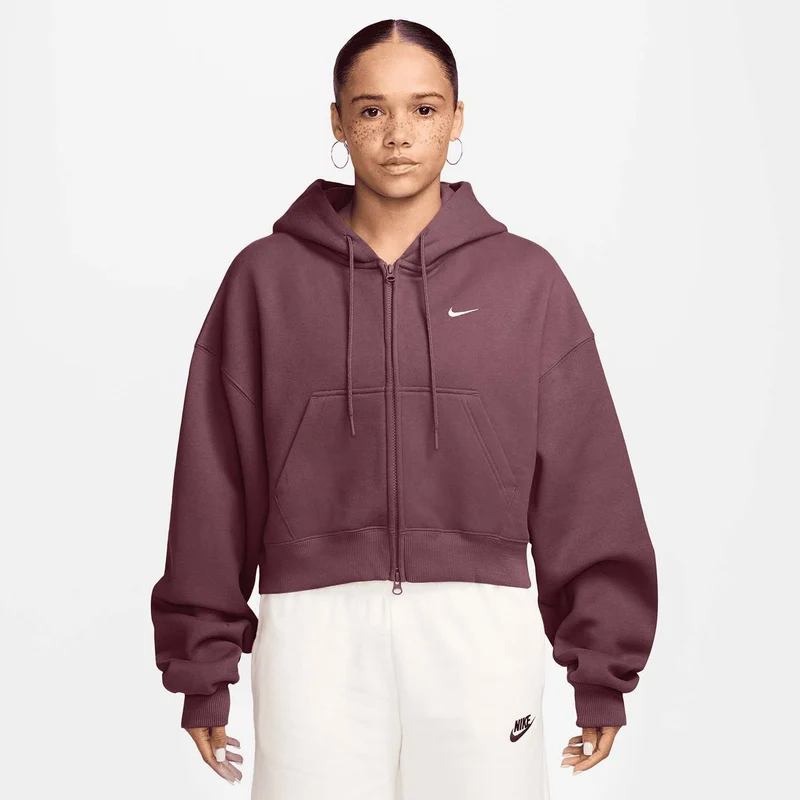 Studio Fleece Oversized Cropped Full-Zip Hoodie