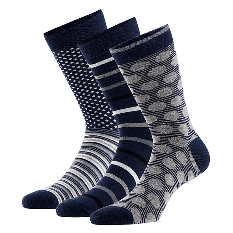 Bamboe fashion sokken met print - Marine - (6-Pak)