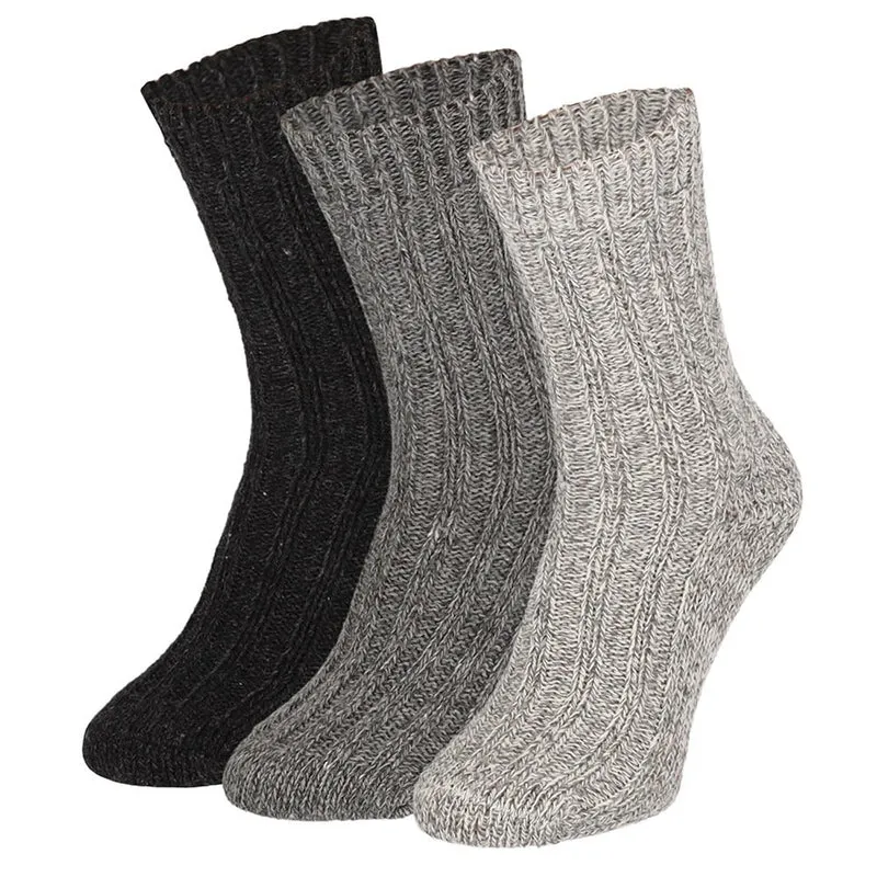 Noorse grof gebreide wollen werksokken - Multi Color - 3-Pak
