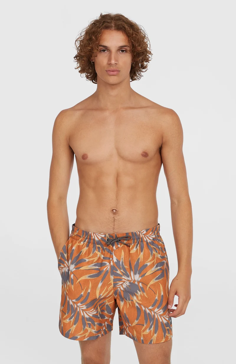Cali Floral 16'' zwembroek | Orange Dipped Leaves
