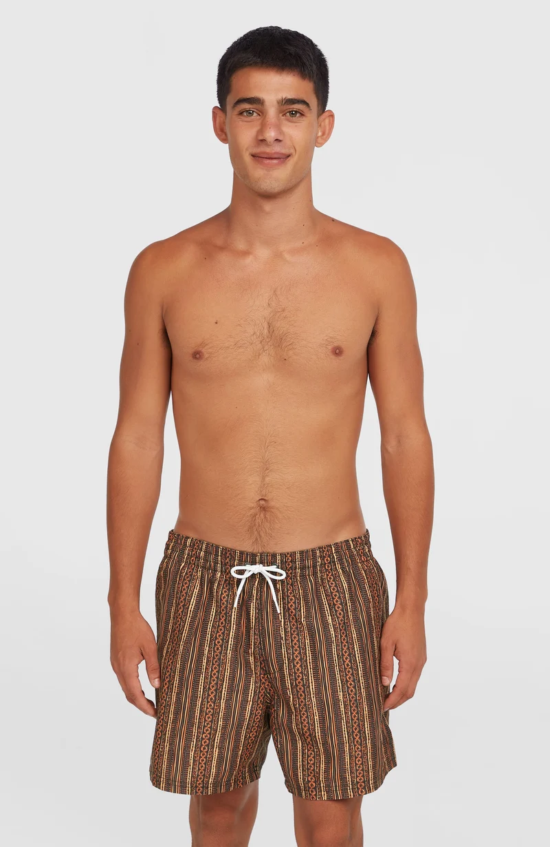 Cali Print 15'' zwembroek | Orange Pressed Lines