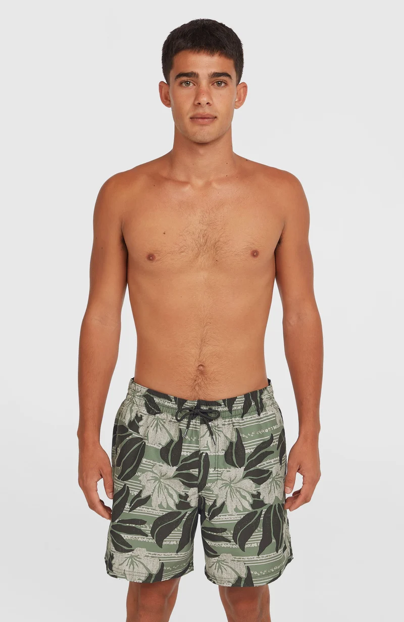 Cali Floral 16'' zwembroek | Green Dusty Flower