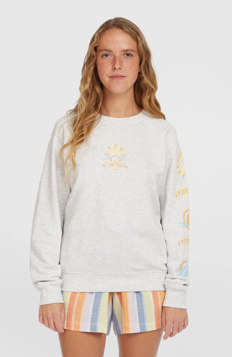 Beach Vintage Crew sweater | White Melange