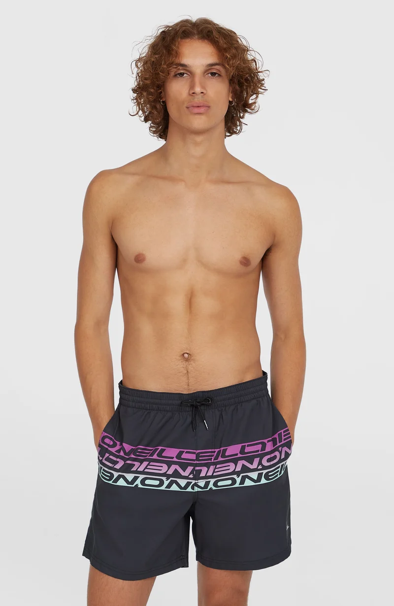 Cali Stripe 16'' zwembroek | Black/Purple Upside Down Clean