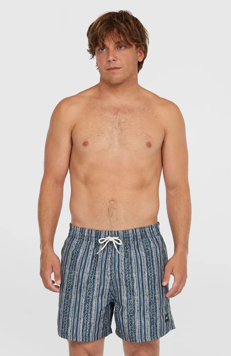 Cali Print 15'' zwembroek | Blue Pressed Lines