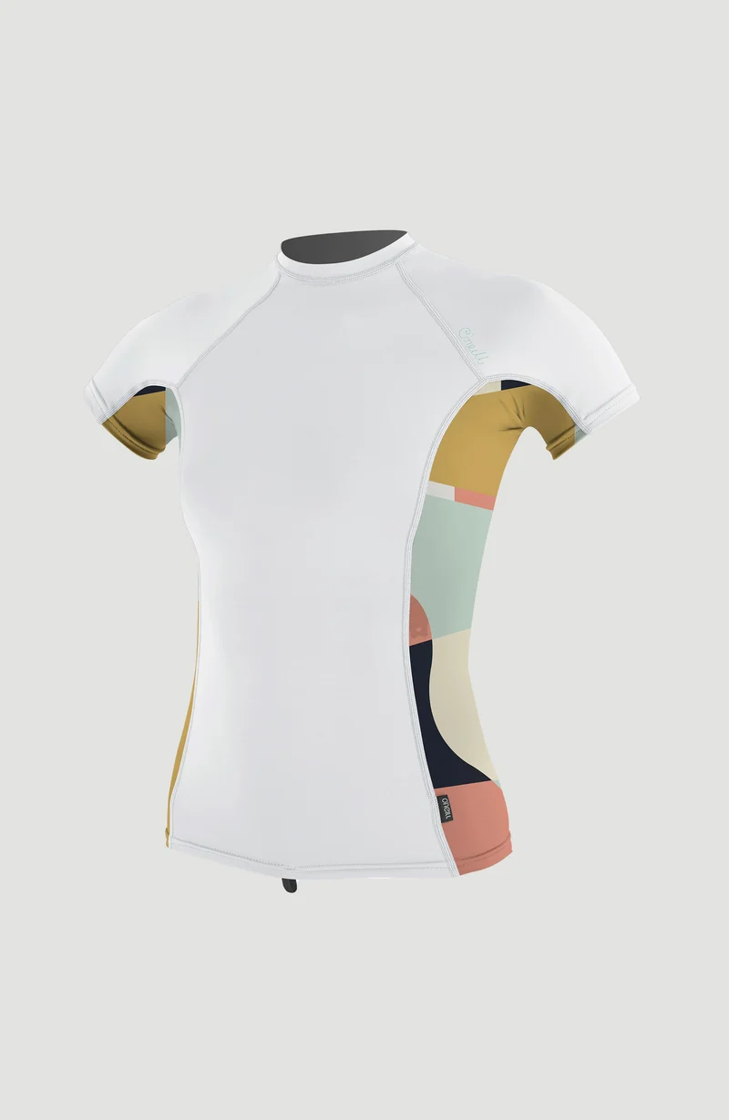 Side Print Short Sleeve Rash Guard | WHITE/JASMINE