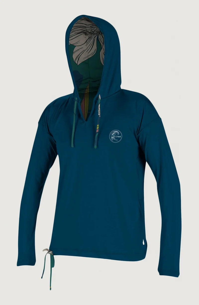 Print Long Sleeve UV Hoodie | Dark Blue