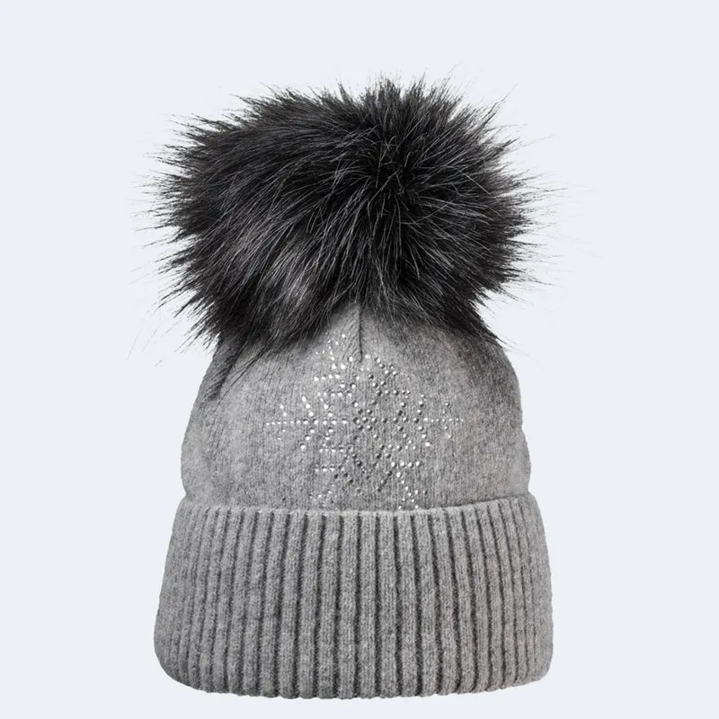 Starling Star Faux Fur Pom Beanie