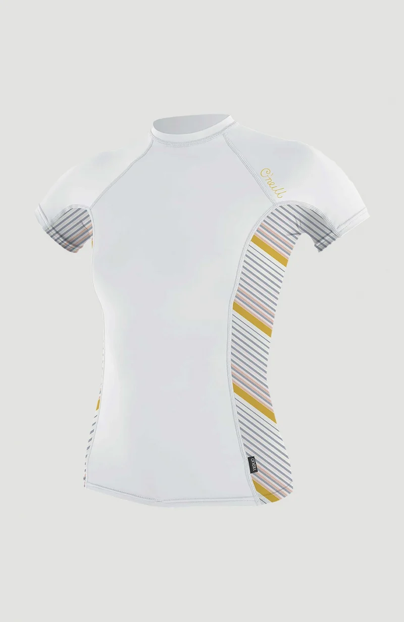 Side Print Short Sleeve Rash Guard | White