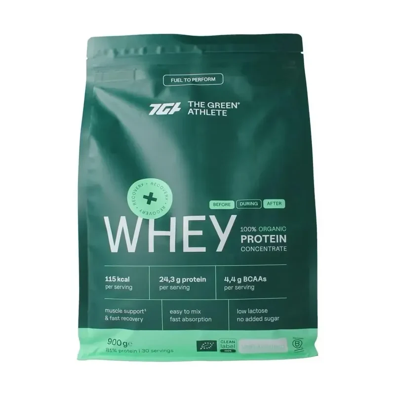 Green Athlete Whey protein concentrate unflavoured biologisch 900 gram